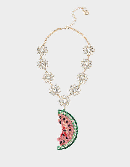 Betsey Johnson BETSEYS BACKYARD WATERMELON PENDANT MULTI Women's Watermelon Rhinestone Pendant Necklace