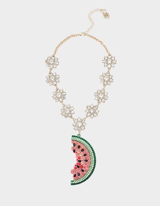 Betsey Johnson BETSEYS BACKYARD WATERMELON PENDANT MULTI Women's Watermelon Rhinestone Pendant Necklace