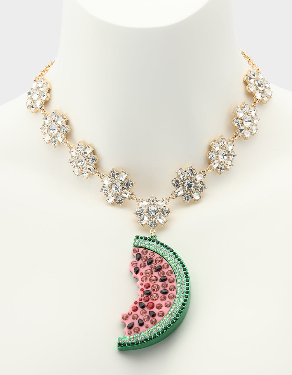 Betsey Johnson BETSEYS BACKYARD WATERMELON PENDANT MULTI Women's Watermelon Rhinestone Pendant Necklace