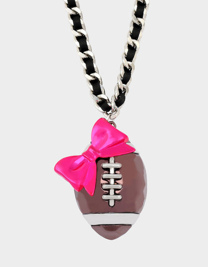 Betsey Johnson RIBBON FOOTBALL PENDANT PINK Women's Football Pendant Necklace