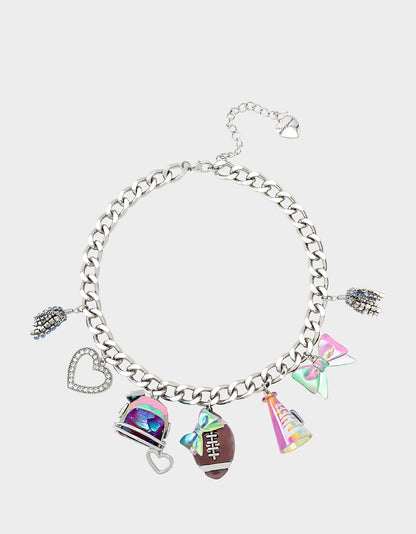 Betsey Johnson FOOTBALL CHARM NECKLACE MULTI Women's Football-Themed Charm Chain Necklace