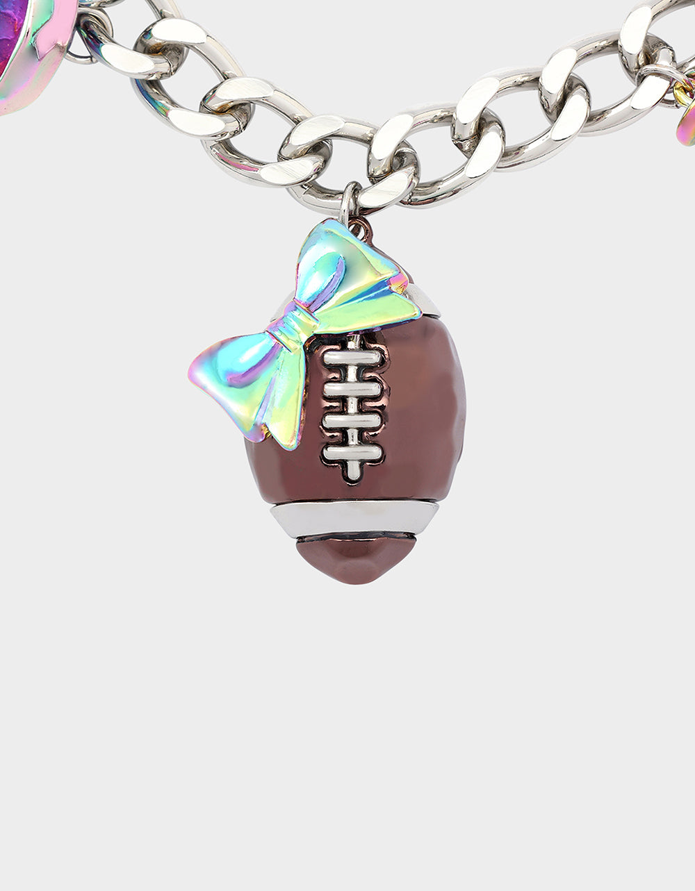 Betsey Johnson FOOTBALL CHARM NECKLACE MULTI Women's Football-Themed Charm Chain Necklace