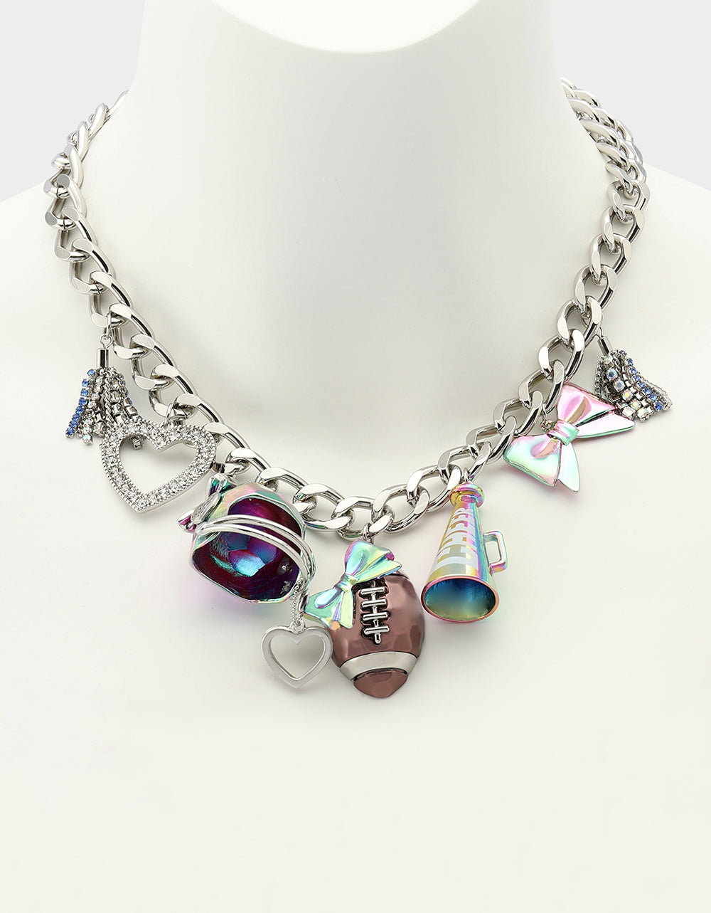 Betsey Johnson FOOTBALL CHARM NECKLACE MULTI Women's Football-Themed Charm Chain Necklace