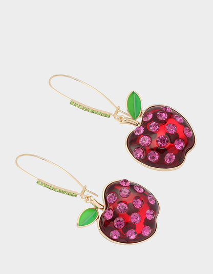 Betsey Johnson APPLE DROP EARRING RED MULTI Women's Apple Hook Drop Earrings