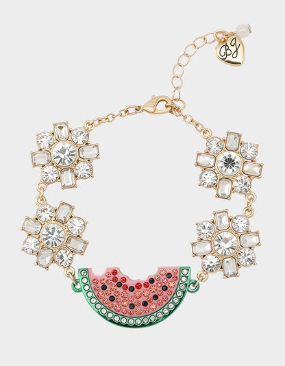 Betsey Johnson BETSEYS BACKYARD WATERMELON FLEX BRACELET PINK Women's Rhinestone Watermelon Bracelet