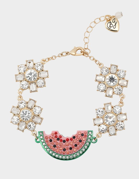 Betsey Johnson BETSEYS BACKYARD WATERMELON FLEX BRACELET PINK Women's Rhinestone Watermelon Bracelet
