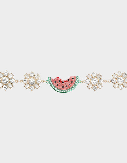 Betsey Johnson BETSEYS BACKYARD WATERMELON FLEX BRACELET PINK Women's Rhinestone Watermelon Bracelet