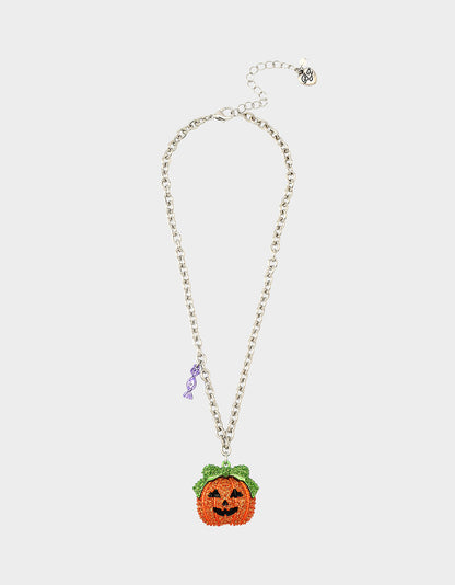 Betsey Johnson PUMPKIN PENDANT NECKLACE ORANGE Women's Halloween-Themed Pumpkin Rhinestone Pendant Necklace