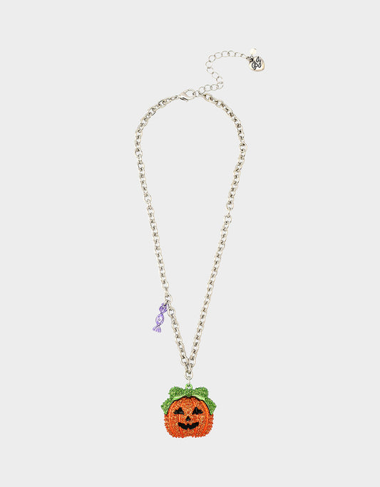 Betsey Johnson PUMPKIN PENDANT NECKLACE ORANGE Women's Halloween-Themed Pumpkin Rhinestone Pendant Necklace
