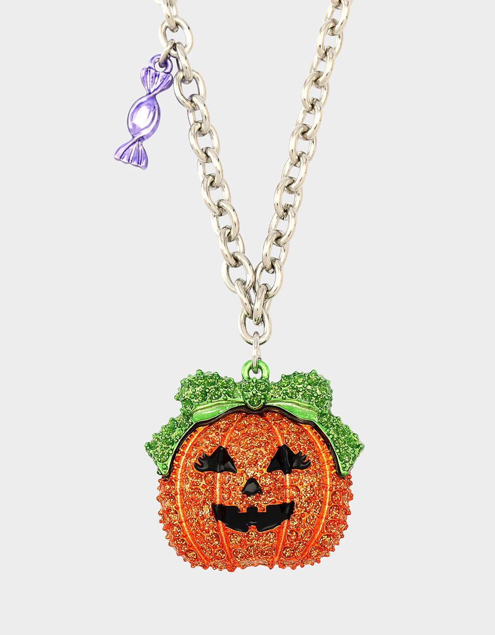 Betsey Johnson PUMPKIN PENDANT NECKLACE ORANGE Women's Halloween-Themed Pumpkin Rhinestone Pendant Necklace