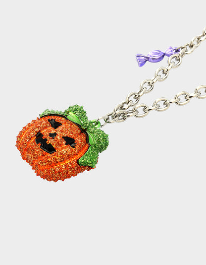 Betsey Johnson PUMPKIN PENDANT NECKLACE ORANGE Women's Halloween-Themed Pumpkin Rhinestone Pendant Necklace