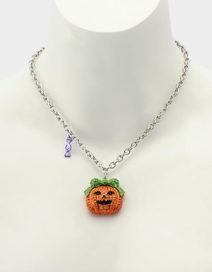 Betsey Johnson PUMPKIN PENDANT NECKLACE ORANGE Women's Halloween-Themed Pumpkin Rhinestone Pendant Necklace