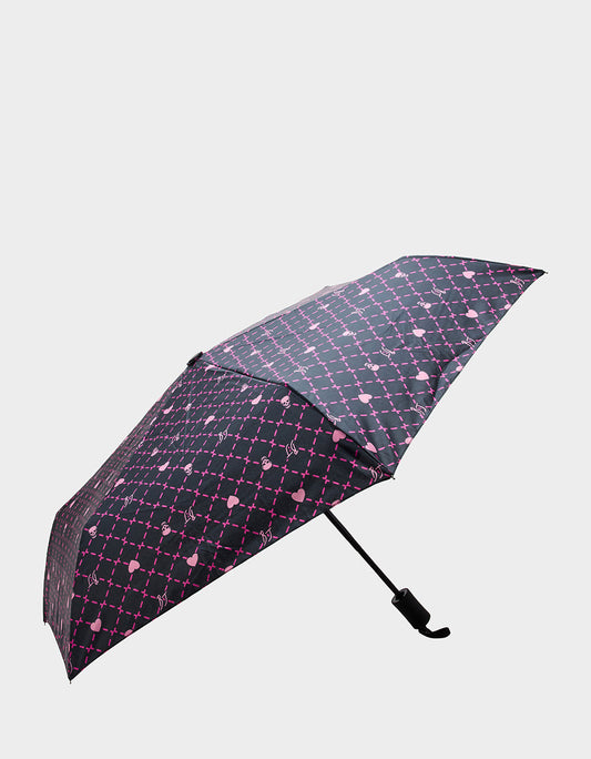 Betsey Johnson BETSEY'S HEART & SKULL PRINT UMBRELLA BLACK MULTI