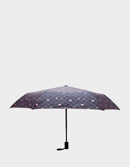 Betsey Johnson BETSEY'S HEART & SKULL PRINT UMBRELLA BLACK MULTI