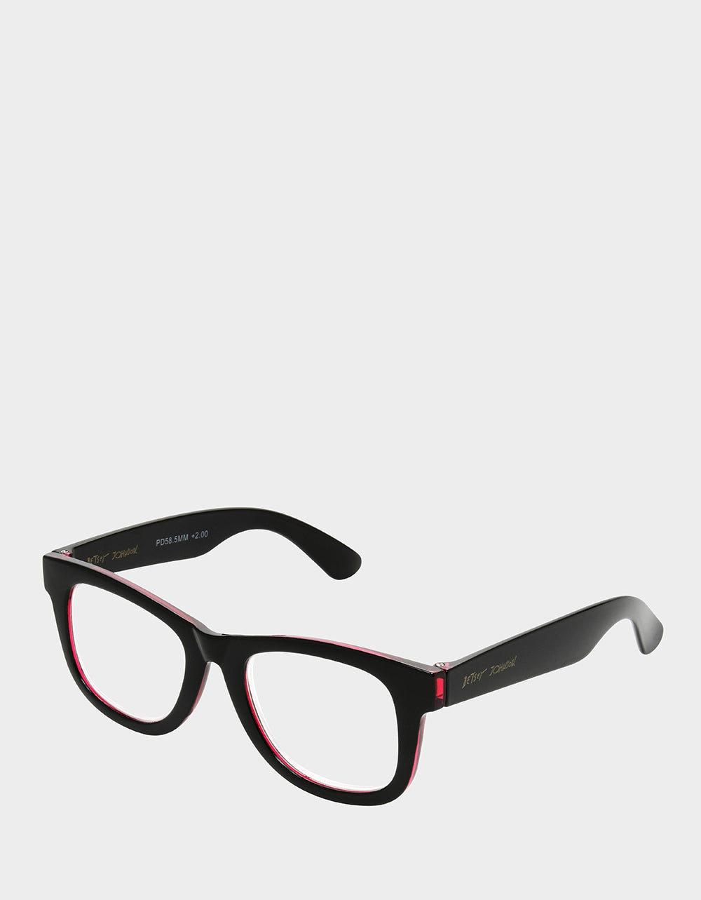 Betsey Johnson RADIATE JOY SQUARE READING GLASSES BLACK Women's Black Pink Way Frame Reading Glasses