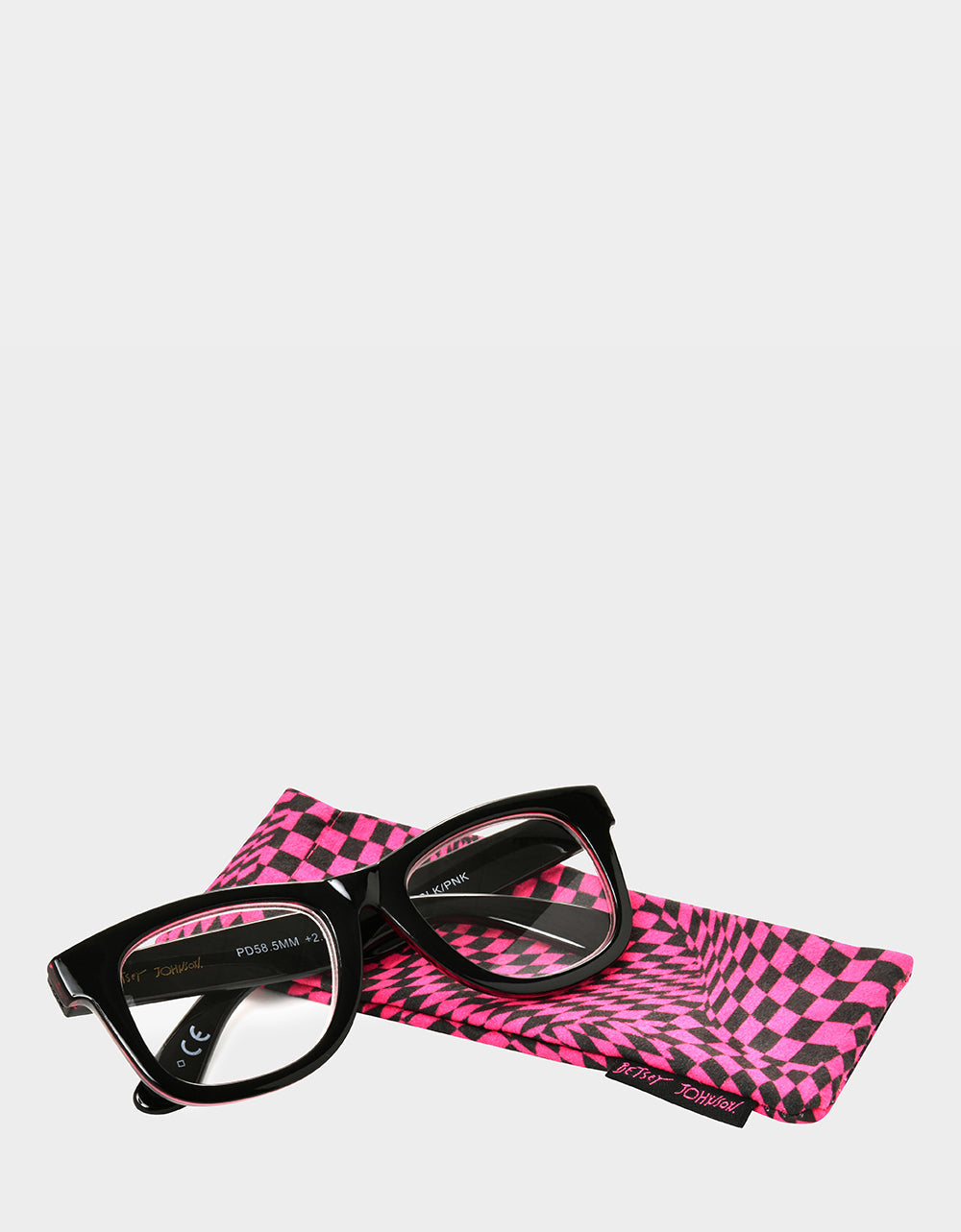Betsey Johnson RADIATE JOY SQUARE READING GLASSES BLACK Women's Black Pink Way Frame Reading Glasses