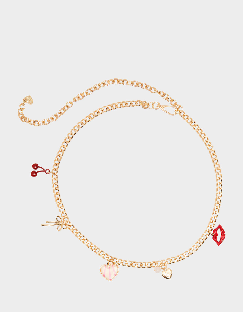 Betsey Johnson MULTI CHARM CHAIN BELT GOLD Women's Metal Charm Adjustable Belt