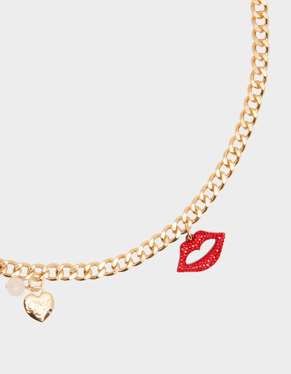 Betsey Johnson MULTI CHARM CHAIN BELT GOLD Women's Metal Charm Adjustable Belt