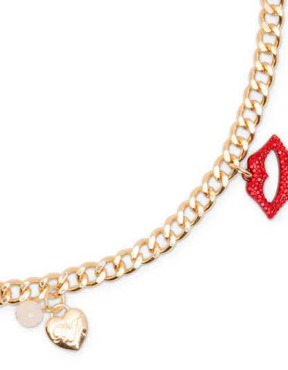 Betsey Johnson MULTI CHARM CHAIN BELT GOLD Women's Metal Charm Adjustable Belt