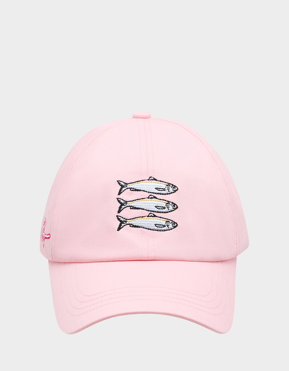 Betsey Johnson SARDINE EMBROIDERED BASEBALL CAP Women's Pink Sardine Baseball Hat