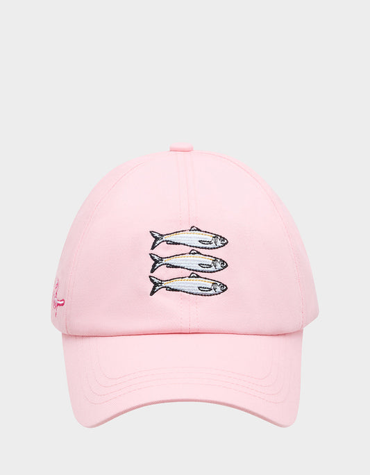 Betsey Johnson SARDINE EMBROIDERED BASEBALL CAP Women's Pink Sardine Baseball Hat