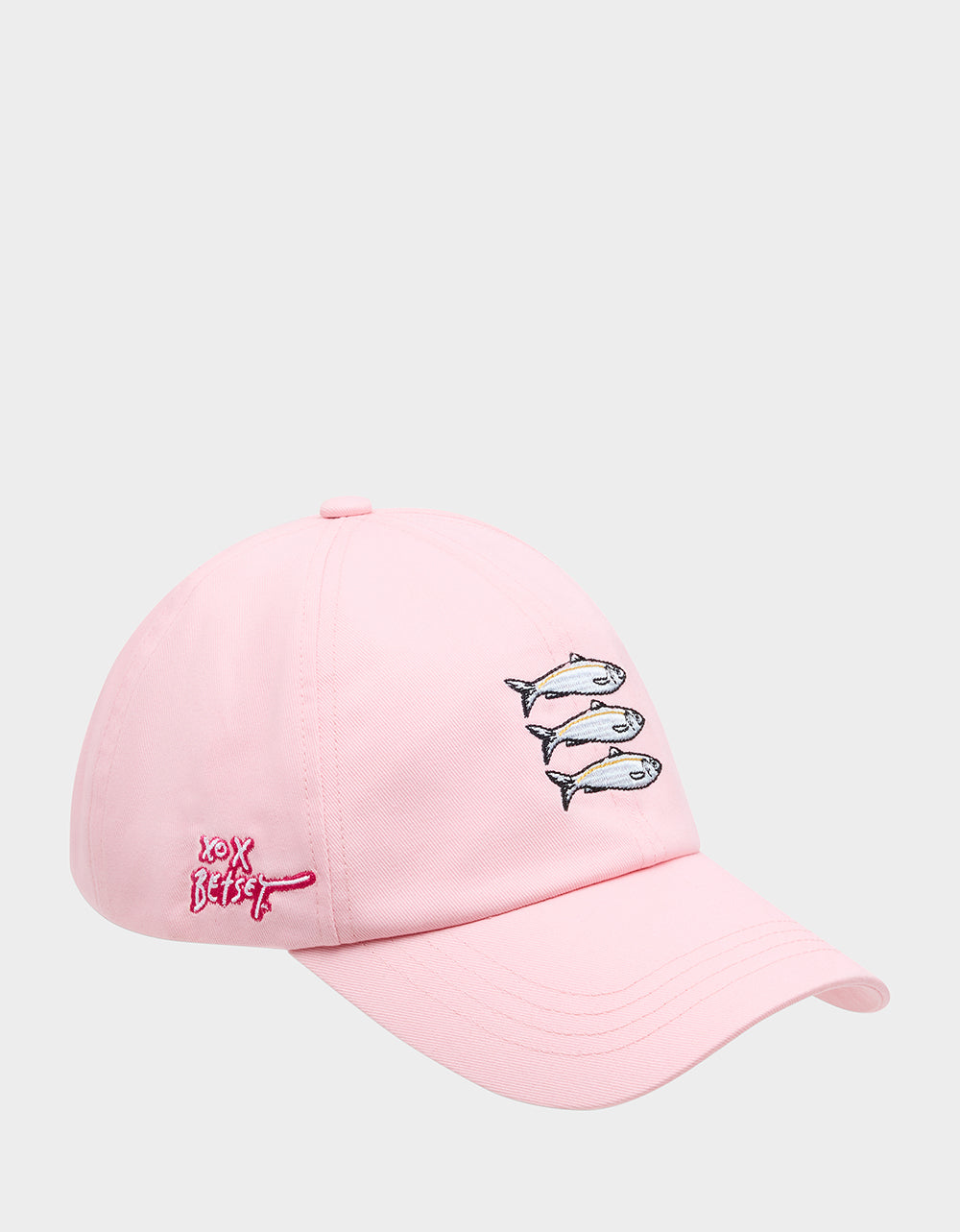 Betsey Johnson SARDINE EMBROIDERED BASEBALL CAP Women's Pink Sardine Baseball Hat