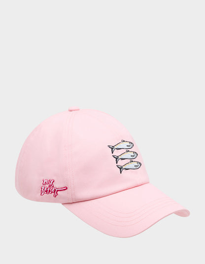 Betsey Johnson SARDINE EMBROIDERED BASEBALL CAP Women's Pink Sardine Baseball Hat