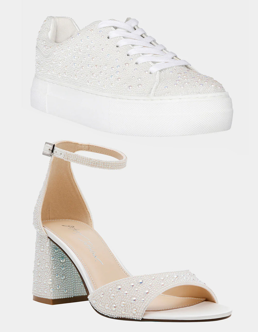 Betsey Johnson HERE COMES THE BRIDE BUNDLE Women's Bridal Pearl Sneakers and Heels Set