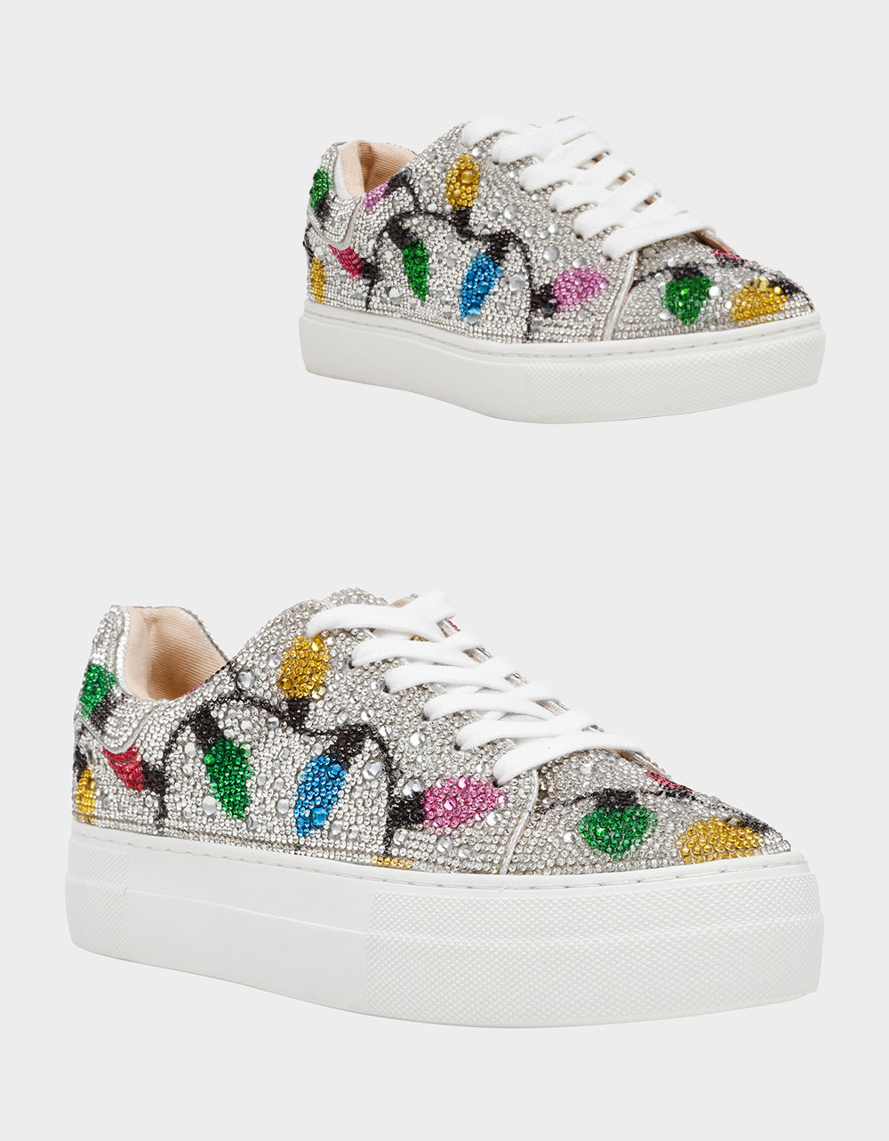 Betsey Johnson MOMMY & ME MULTI LIGHTS HOLIDAY BUNDLE Women's and Kid's Rhinestone Christmas Multicolor Lights Sidny Matching Sneakers