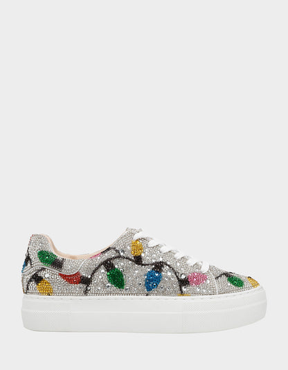 Betsey Johnson MOMMY & ME MULTI LIGHTS HOLIDAY BUNDLE Women's and Kid's Rhinestone Christmas Multicolor Lights Sidny Matching Sneakers