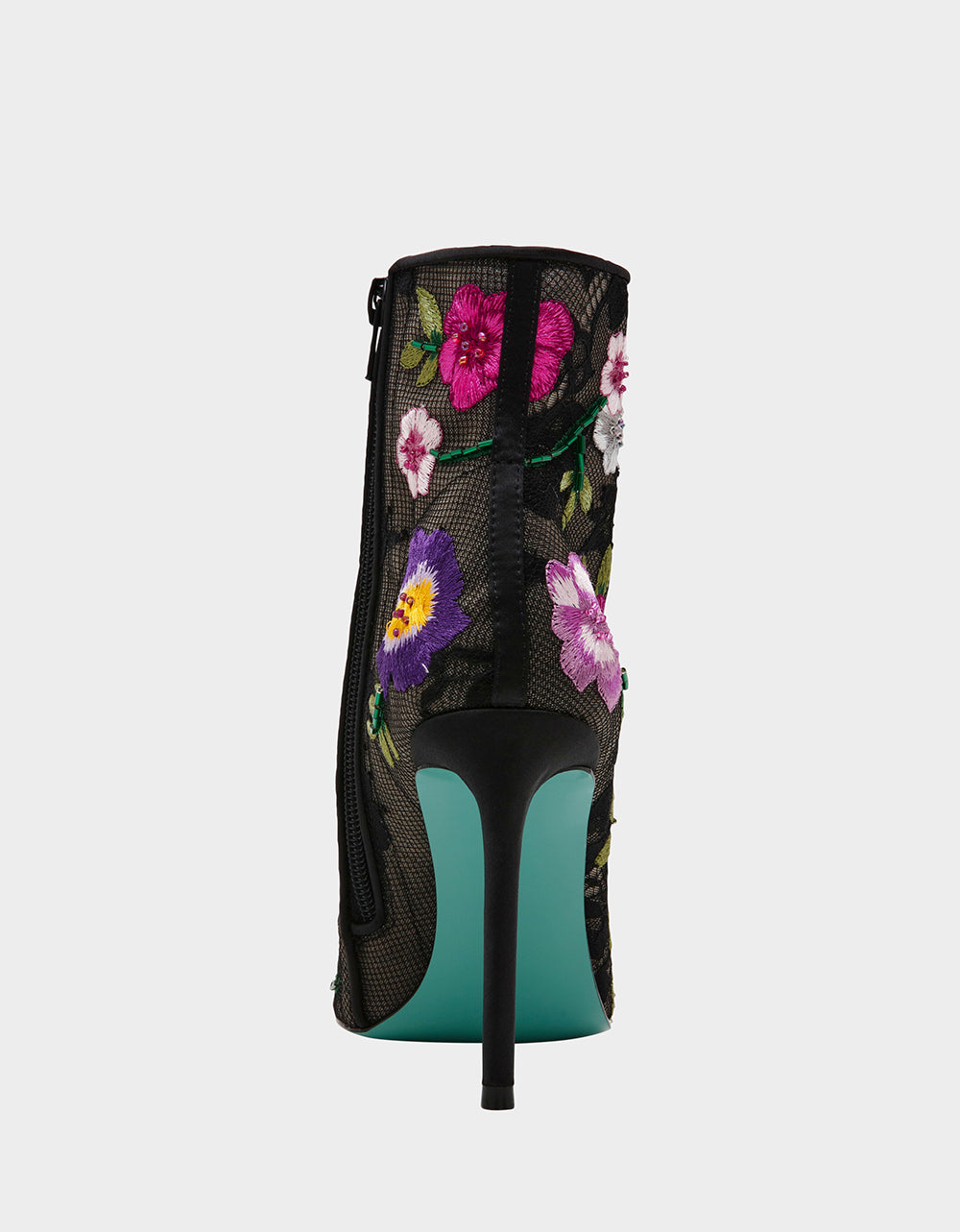 Betsey Johnson ANITA BLACK MULTI FLORAL Pointed-Toe Heeled Ankle Boot