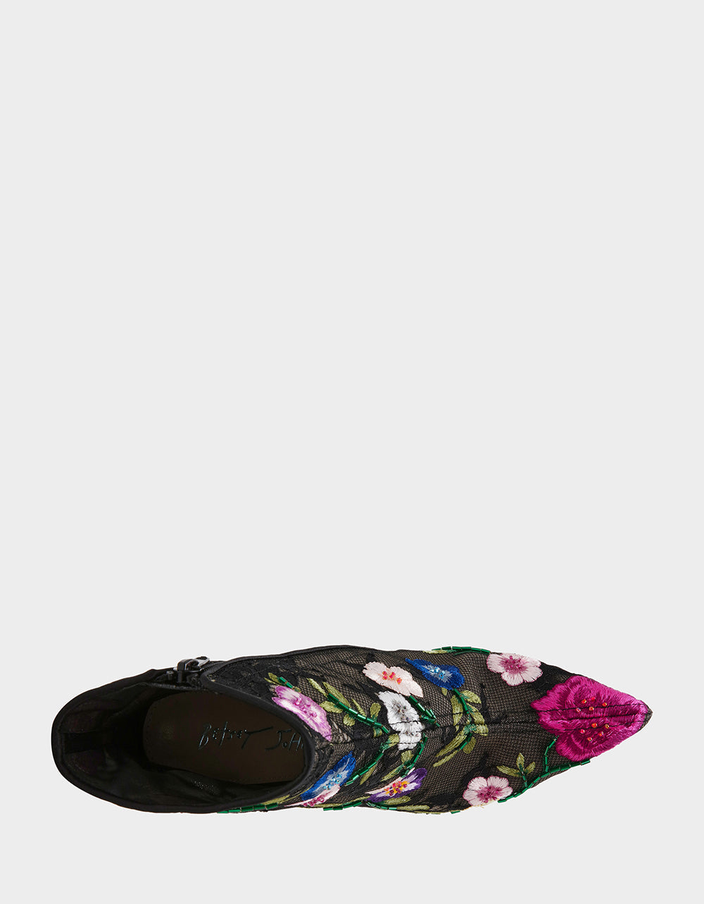 Betsey Johnson ANITA BLACK MULTI FLORAL Pointed-Toe Heeled Ankle Boot