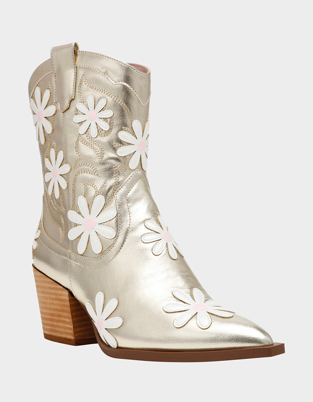 Betsey Johnson TEDDYY GOLD Western Pointed-Toe Ankle Boot