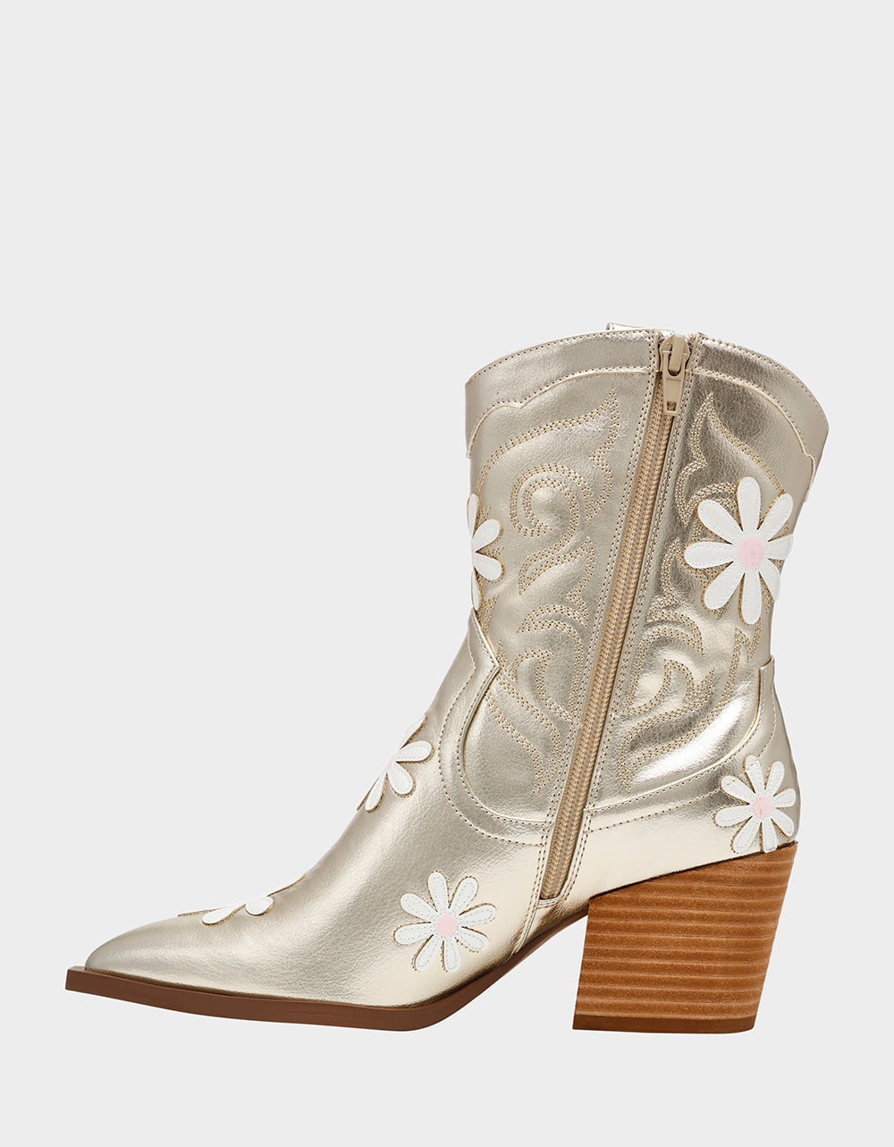 Betsey Johnson TEDDYY GOLD Western Pointed-Toe Ankle Boot