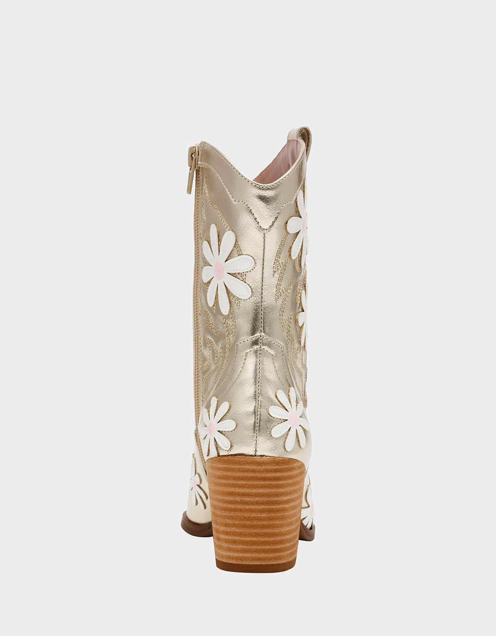 Betsey Johnson TEDDYY GOLD Western Pointed-Toe Ankle Boot