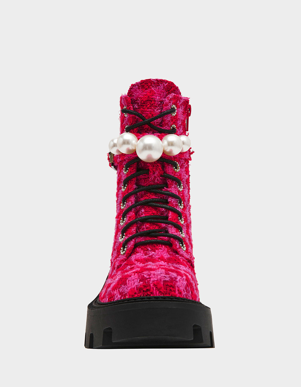Betsey Johnson JONNIE FUCHSIA MULTI Lace-Up Platform Combat Women's Ankle Boot