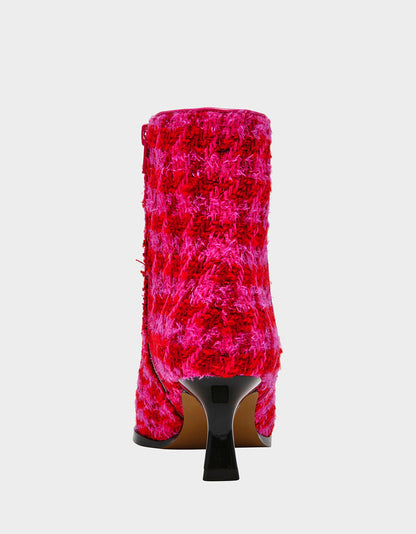 Betsey Johnson LOUISA FUCHSIA MULTI Women's Pointed Toe Kitten Heel Ankle Bootie