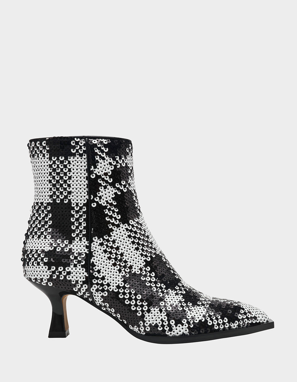 Betsey Johnson LOUISA BLACK/WHITE PLAID Women's Pointed Toe Kitten Heel Ankle Bootie
