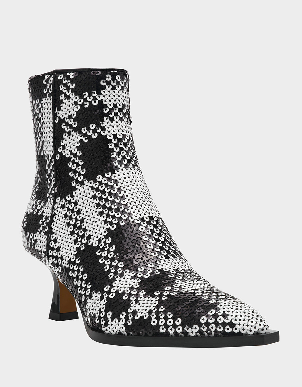 Betsey Johnson LOUISA BLACK/WHITE PLAID Women's Pointed Toe Kitten Heel Ankle Bootie