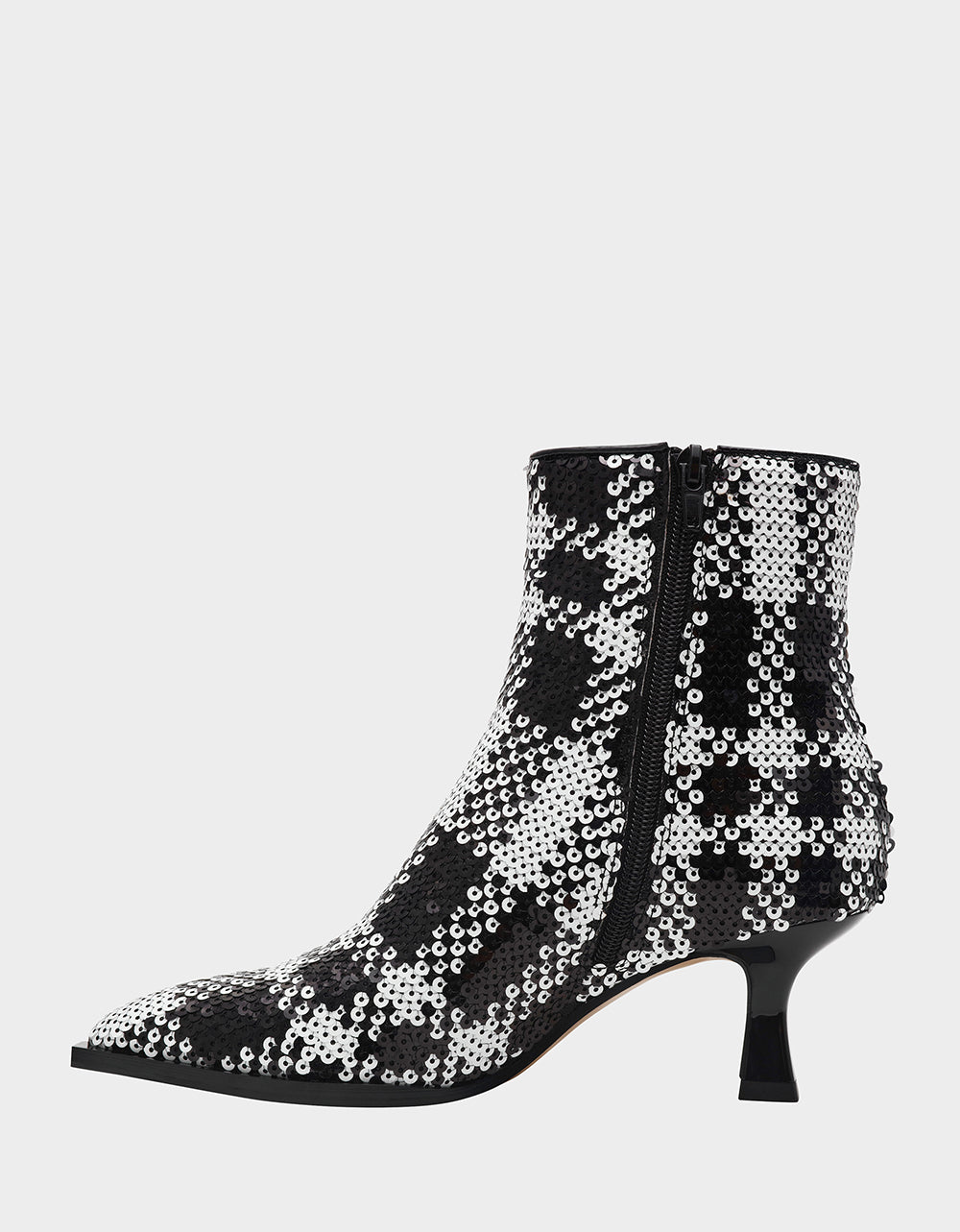 Betsey Johnson LOUISA BLACK/WHITE PLAID Women's Pointed Toe Kitten Heel Ankle Bootie