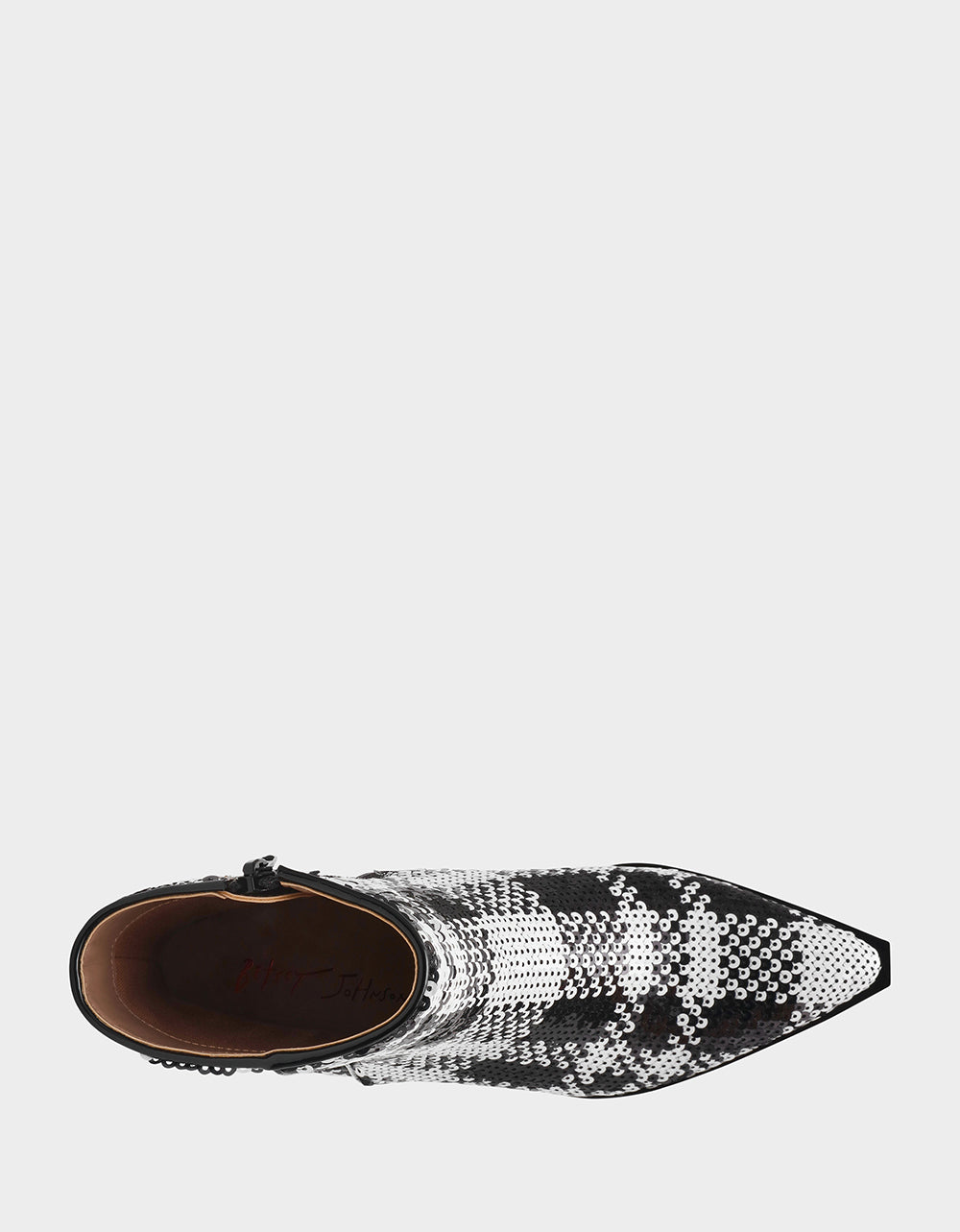 Betsey Johnson LOUISA BLACK/WHITE PLAID Women's Pointed Toe Kitten Heel Ankle Bootie