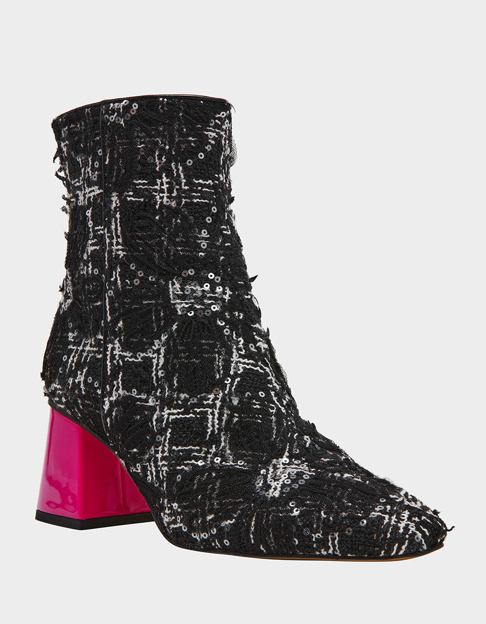 Betsey Johnson STEVIE BLACK MULTI Square-Toe Block Heel Women's Ankle Boot
