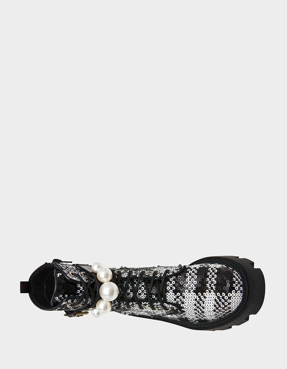 Betsey Johnson JONNIE BLACK WHITE PLAID Lace-Up Platform Combat Women's Ankle Boot