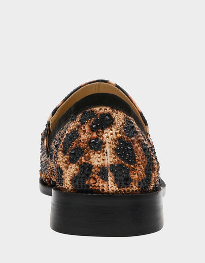 Betsey Johnson CANNE LEOPARD Slip-On Embellished Rhinestone Women's Loafer