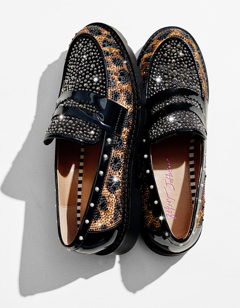Betsey Johnson LYDIAA LEOPARD Rhinestone Embellished Platform Women's Loafer
