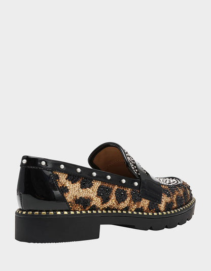 Betsey Johnson LYDIAA LEOPARD Rhinestone Embellished Platform Women's Loafer