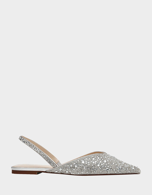 Betsey Johnson VANCE SILVER Rhinestone Slingback Flats