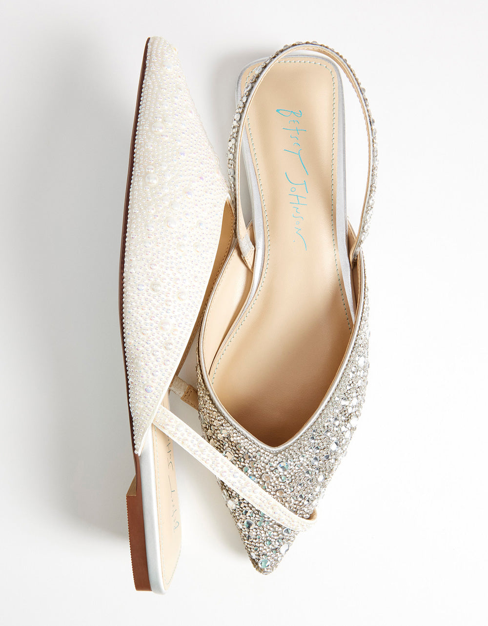 Betsey Johnson VANCE SILVER Rhinestone Slingback Flats