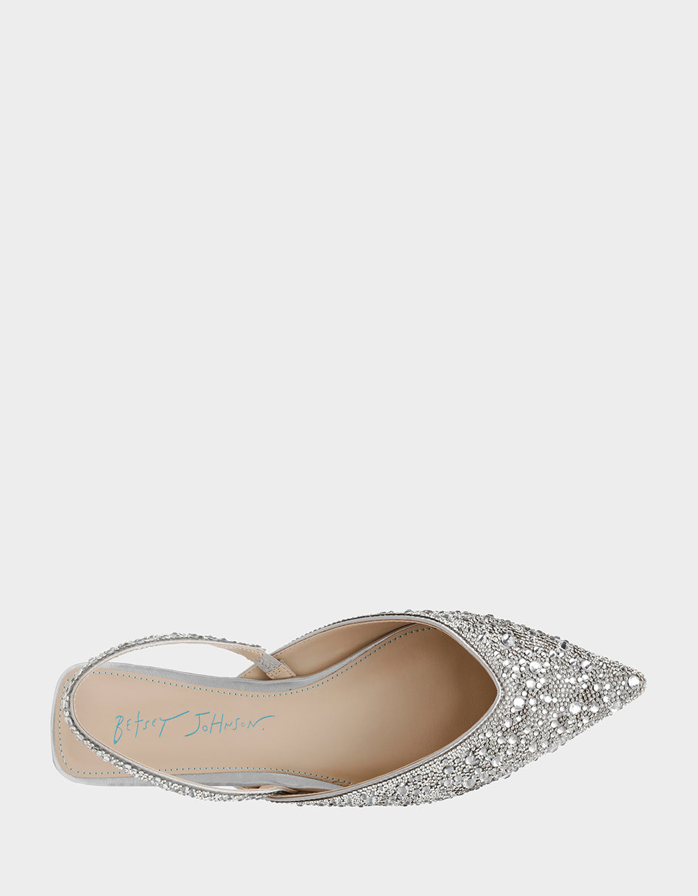 Betsey Johnson VANCE SILVER Rhinestone Slingback Flats