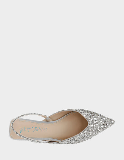 Betsey Johnson VANCE SILVER Rhinestone Slingback Flats